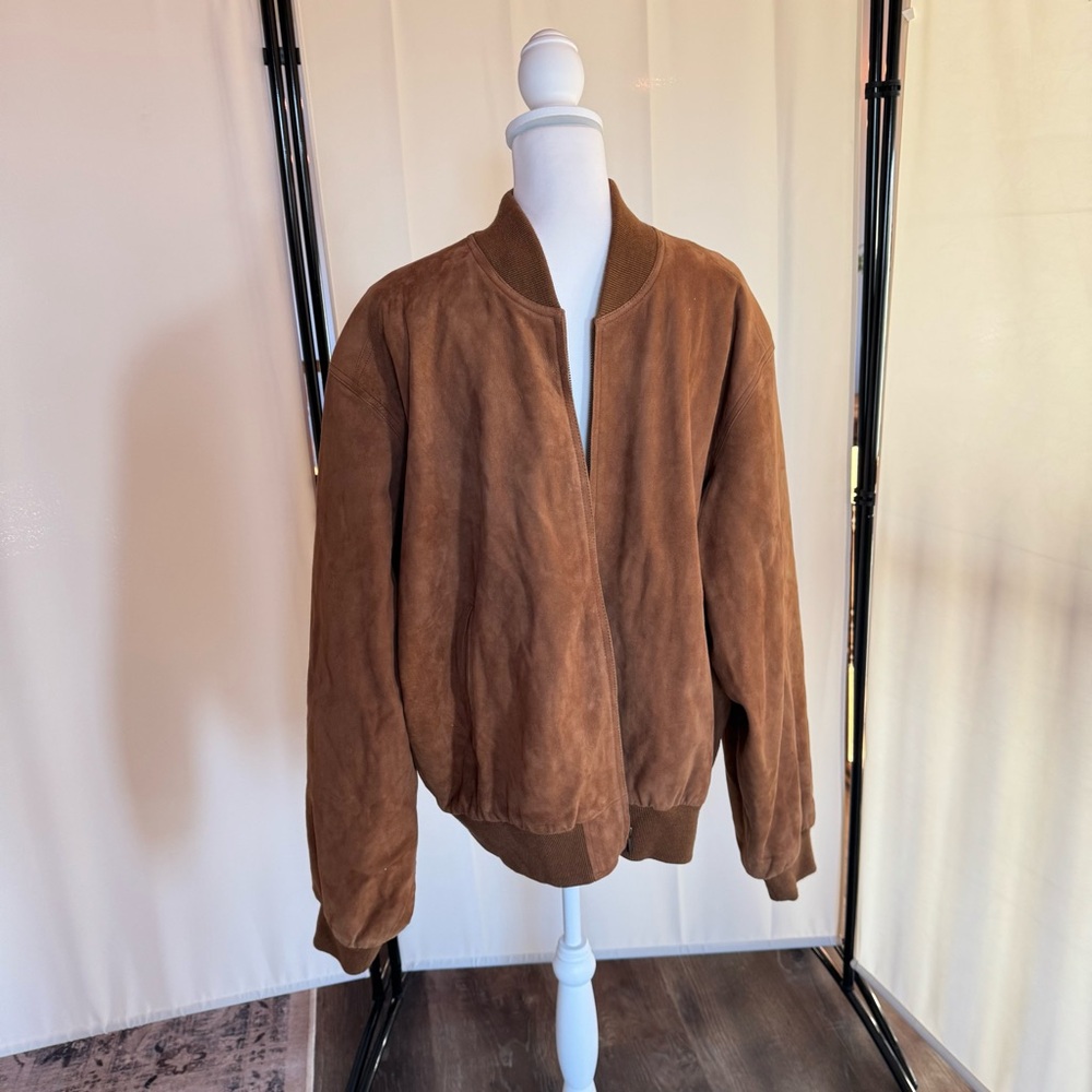 Men's Coach Brown Suede Bomber Jacket